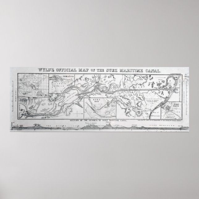 Póster Mapa Oficial do Canal Marítimo de Suez do Wyld (Frente)