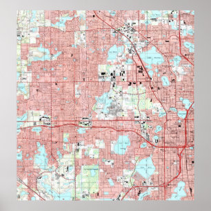 Poster Mapa Orlando Florida (1995)