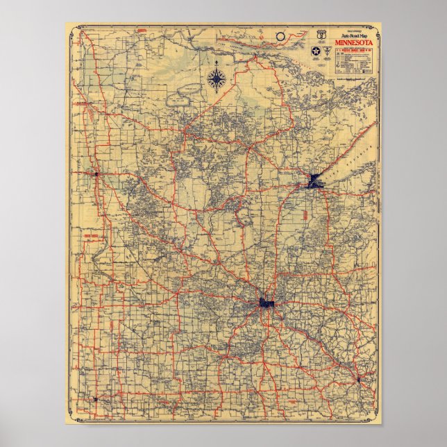Poster mapa padrão de Minnesota (Frente)