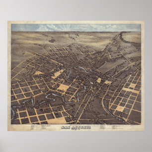 Póster Mapa panorâmico 1873 do olho do pássaro de San
