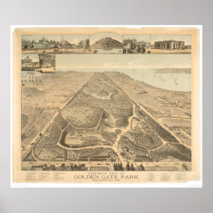 Póster Mapa panorâmico 1892 de Golden Gate Park (0644A)