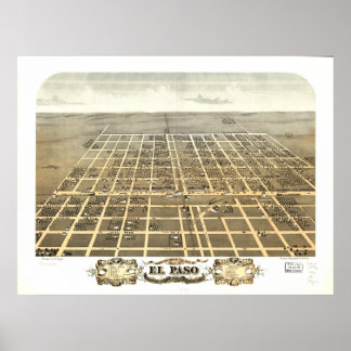 Póster Mapa Panorâmico Antigo de El Paso Illinois 1869