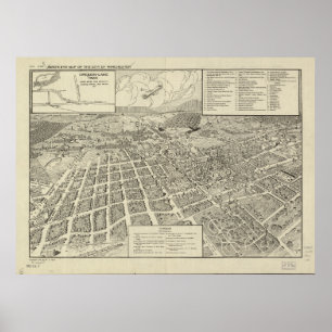 Póster Mapa panorâmico antigo de Winchester Virgínia 19