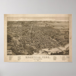 Póster Mapa Panorâmico Antiquado de Knoxville Tennessee 1