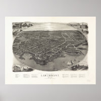 Mapa Panorâmico Antiquado de Larchmont Nova Iorque