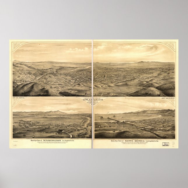 Póster Mapa Panorâmico Antiquado de Mônica, Papais noeis  (Frente)