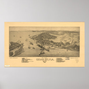 Poster Mapa Panorâmico Antiquado do Cedar Key Florida 188
