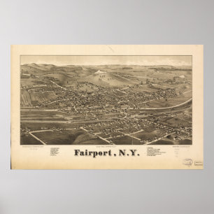Poster Mapa Panorâmico Antiquado do Faeroporto de Nova Io