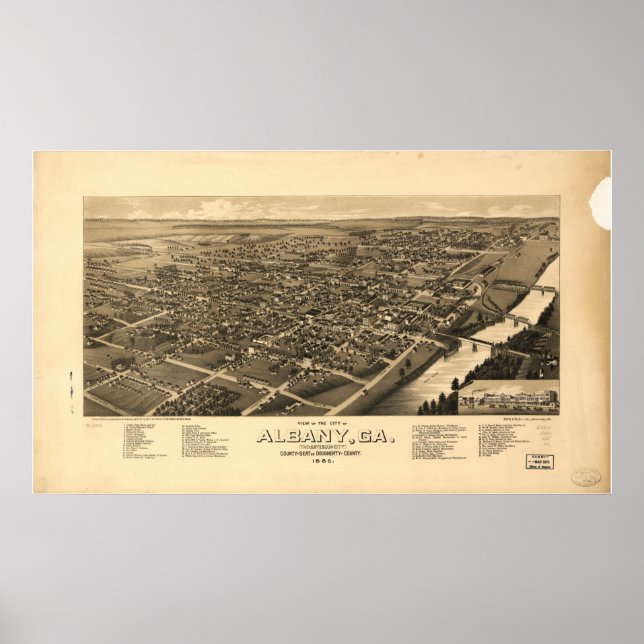 Poster Mapa Panorâmico de Albany Georgia 1885 (Frente)
