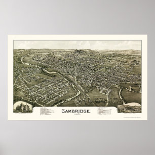 Póster Mapa panorâmico de Cambridge, OH - 1897