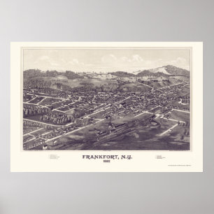 Póster Mapa panorâmico de Frankfort, New York - 1887