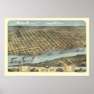 Poster Mapa panorâmico de Little Rock, Arkansas - 1871