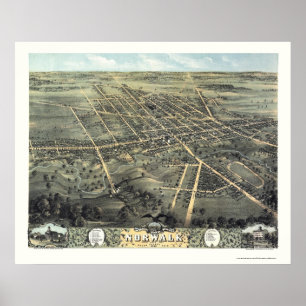 Póster Mapa panorâmico de Norwalk, OH - 1870