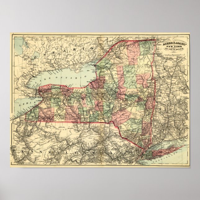 Poster Mapa Panorâmico de Nova Iorque (Frente)