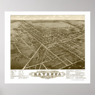Póster Mapa panorâmico de Ravenna, OH - 1882