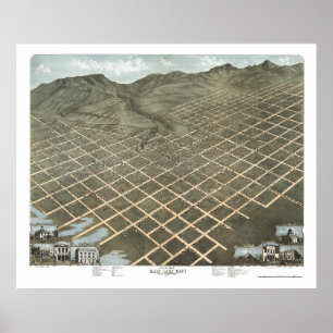 Poster Mapa Panorâmico de Salt Lake City, UT - 1870