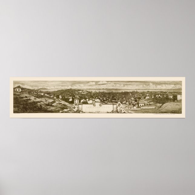 Poster Mapa Panorâmico de São Francisco, CA - 1856 (Frente)
