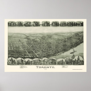 Póster Mapa panorâmico de Toronto, OH - 1889
