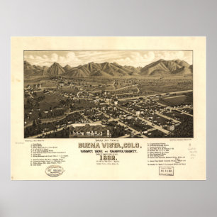 Poster Mapa Panorâmico do Buena Vista Colorado 1882