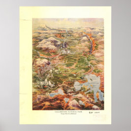 Poster Mapa Panorâmico do Parque Nacional de Yellowstone 