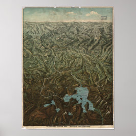 Póster Mapa Panorâmico do Parque Nacional de Yellowstone 