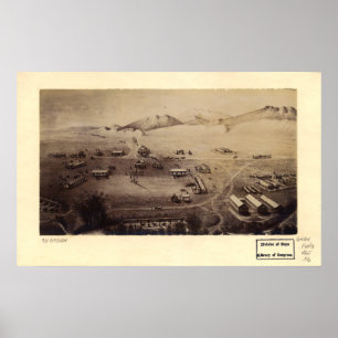 Poster Mapa Panorâmico Fort Collins Colorado 1865