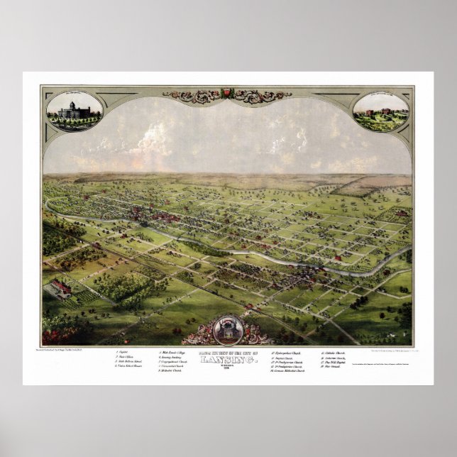 Póster Mapa Panorâmico MI - 1866 (Frente)