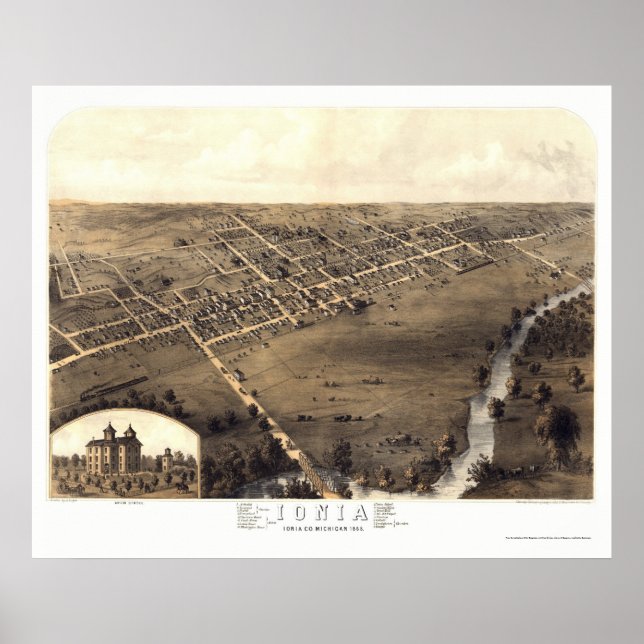Póster Mapa Panorâmico MI - 1868 (Frente)