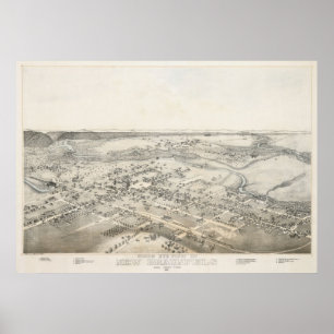 Póster Mapa panorâmico novo da opinião de olho de 1881