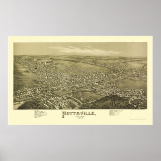 Póster Mapa Panorâmico PA de Pottsville - 1889