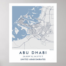 Poster Mapa Personalizado da Cidade de Abu Dhabi UAE Arte