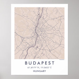 Poster Mapa Personalizado da Cidade de Budapeste Hungria