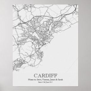 Poster Mapa Personalizado da Cidade de Cardiff Wales