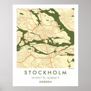 Poster Mapa Personalizado da Cidade de Estocolmo Suécia A