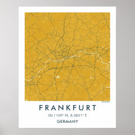 Poster Mapa Personalizado da Cidade de Frankfurt Alemanha