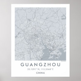Poster Mapa Personalizado da Cidade de Guangzhou China Ar