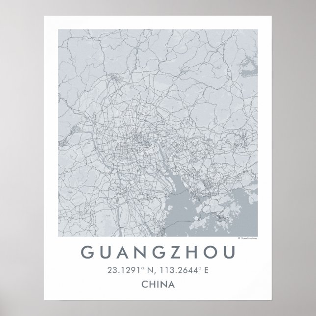 Poster Mapa Personalizado da Cidade de Guangzhou China Ar (Frente)