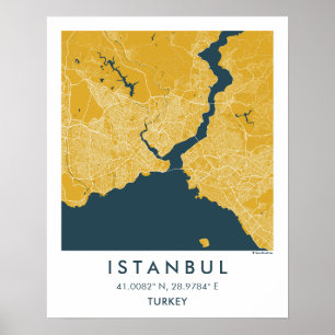 Poster Mapa Personalizado da Cidade de Istambul Turquia A