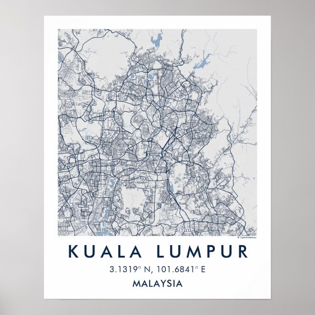 Poster Mapa Personalizado da Cidade de Kuala Lumpur Arte  (Frente)