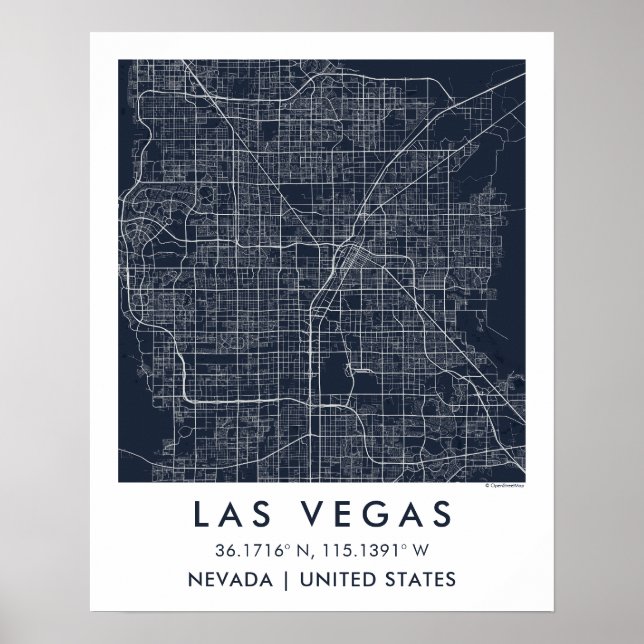 Poster Mapa Personalizado da Cidade de Las Vegas Nevada A (Frente)