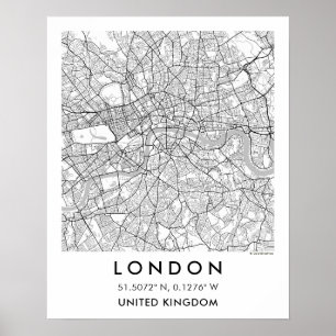 Poster Mapa Personalizado da Cidade de Londres Arte de Pa