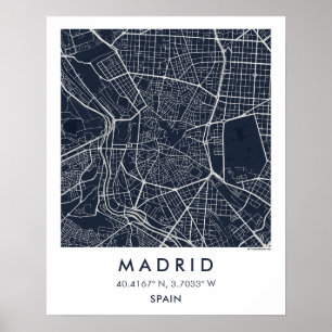 Poster Mapa Personalizado da Cidade de Madrid Espanha Art