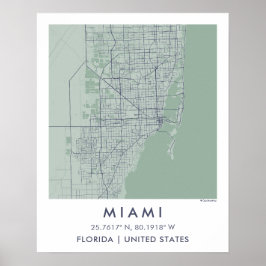 Poster Mapa Personalizado da Cidade de Miami Flórida Arte