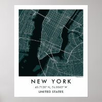 Mapa Personalizado da Cidade de Nova York EUA Arte