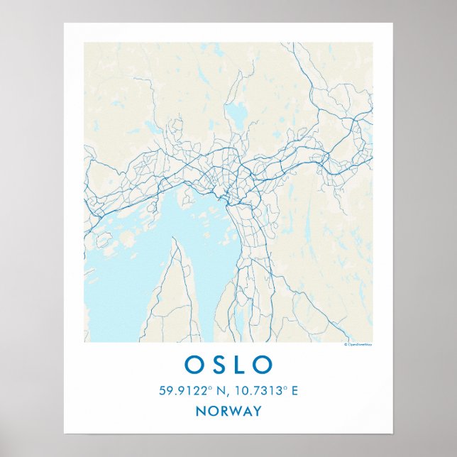 Poster Mapa Personalizado da Cidade de Oslo Noruega Arte  (Frente)