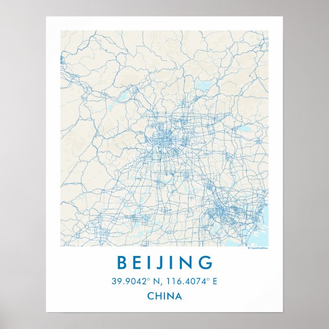 Poster Mapa Personalizado da Cidade de Pequim China Arte  (Frente)