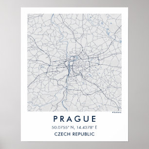 Poster Mapa Personalizado da Cidade de Praga em Arte de P