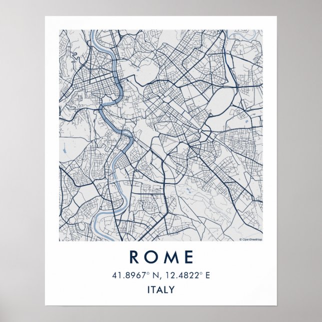 Poster Mapa Personalizado da Cidade de Roma Itália Arte d (Frente)