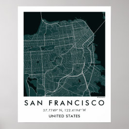 Poster Mapa Personalizado da Cidade de São Francisco Arte