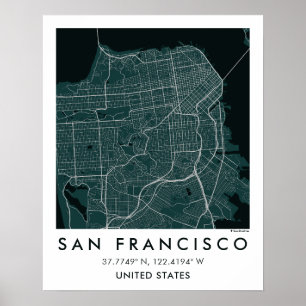 Poster Mapa Personalizado da Cidade de São Francisco Arte